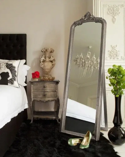 Серебряное напольное зеркало "Стентон"