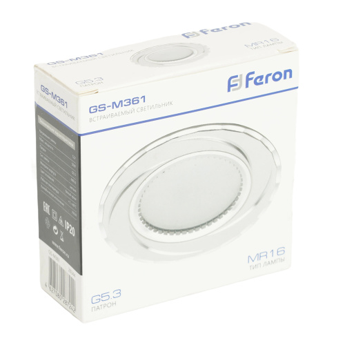Светильник встраиваемый Feron GS-M361 потолочный MR16 G5.3 белый фото 3