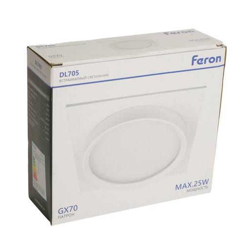 Светильник встраиваемый Feron DL705 потолочный GX70 белый квадрат IP44 фото 11