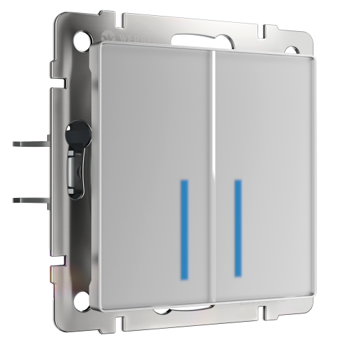 Сенсорный выключатель двухклавишный с подсветкой 1000 Вт серебряный W4520006 Сенсорный выключатель двухклавишный с подсветкой 1000 Вт серебряный W4520006