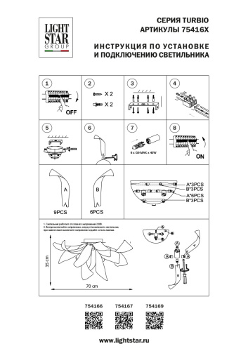 754167 Люстра TURBIO 6х6W (led) G9 ЧЕРНЫЙ фото 10