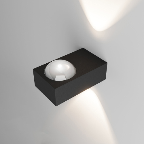 Уличный настенный светильник со светодиодами Lenses черный 35191/W фото 3