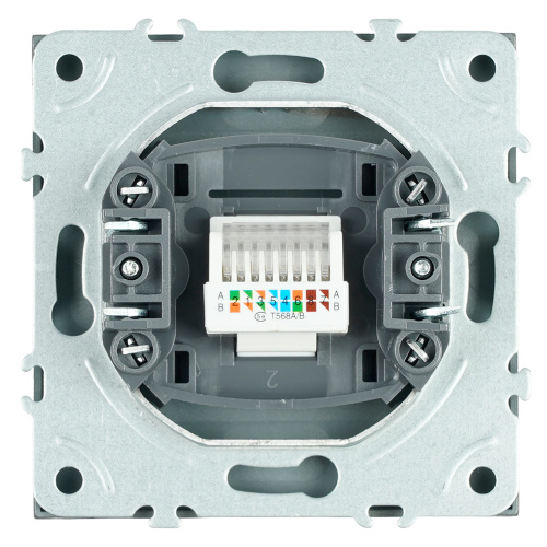 Розетка компьютерная 1-местная RJ-45 (механизм), STEKKER, серия Эмили, RST00-5117-09, антрацит, soft touch фото 6