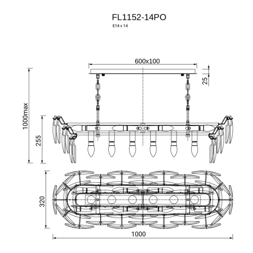 Люстра подвесная Infinita FL1152-14PO фото 2