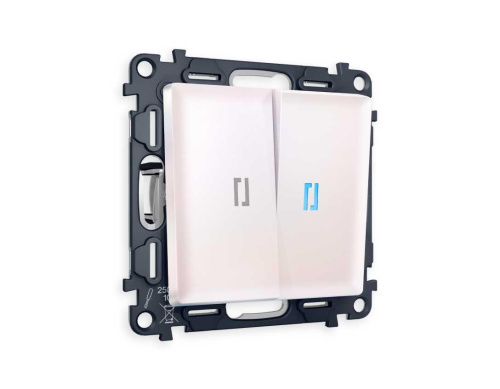 Комплект механизма 2-кл выключателя AMBRELLA VOLT с подсветкой 10000K ALFA Жемчуг QUANT (AP2040, VM115, G17B) MA204020