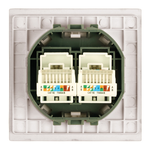 Розетка компьютерная 2-местная RJ-45 (механизм), STEKKER,  серия Мия, RST00-3111-08, пудровый жемчуг фото 2