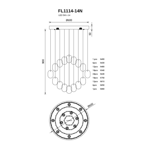 Подвесная люстра Etereo FL1114-14N фото 3