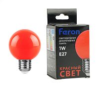 Лампа светодиодная Feron LB-37 Шарик матовый E27 1W 230V Красный