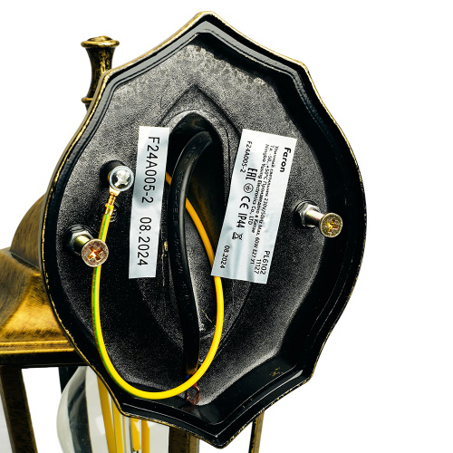 Светильник садово-парковый Feron 6102/PL6102 шестигранный на стену вниз 60W E27 230V, черное золото фото 8