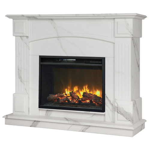 Каминокомплект CAROLINA/БОСТОН Мрамор Каррара с очагом Электроочаг MAGIC/МЕЙДЖИК 24 фото 2