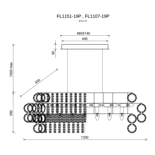 Люстра подвесная Brilliance Gold FL1151-19P фото 2 Люстра подвесная Brilliance Gold FL1151-19P фото 2
