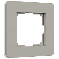 Рамка из поликарбоната на 1 пост Split дымчатый/белый, soft-touch W0013067