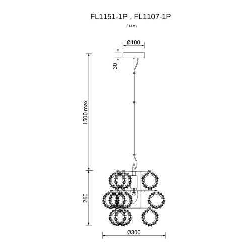 Подвесной светильник Brilliance Chrome FL1107-1P фото 2 Подвесной светильник Brilliance Chrome FL1107-1P фото 2