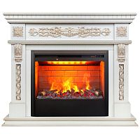 Электрокамин RealFlame Estella 25,5/26 WT белый дуб с золотой патиной с очагом 3D Helios 26