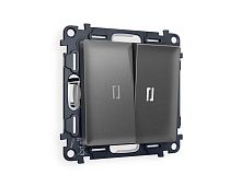 Комплект механизма 2-кл выключателя AMBRELLA VOLT с подсветкой 5600K ALFA Антрацит серый QUANT (AP6540, VM115, G14W) MA654015