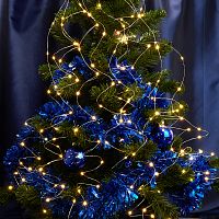 Светодиодная гирлянда Feron CL53 2м + 1м теплый белый,статичная, с питанием от батареек, прозрачный шнур