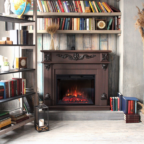 Каминокомплект PHILADELPHIA/ВЕРОНА Орех с очагом Электроочаг SPARTA 25.5 фото 3