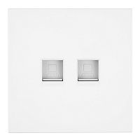 Розетка компьютерная 2-местная RJ-45 (механизм), STEKKER,  серия Мия, RST00-3111-01, белая магнолия