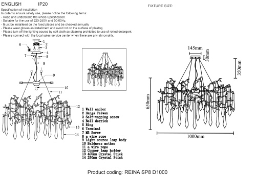 Crystal Lux Люстра Crystal Lux REINA SP8 D1000 SILVER PATINA фото 2 Crystal Lux Люстра Crystal Lux REINA SP8 D1000 SILVER PATINA фото 2