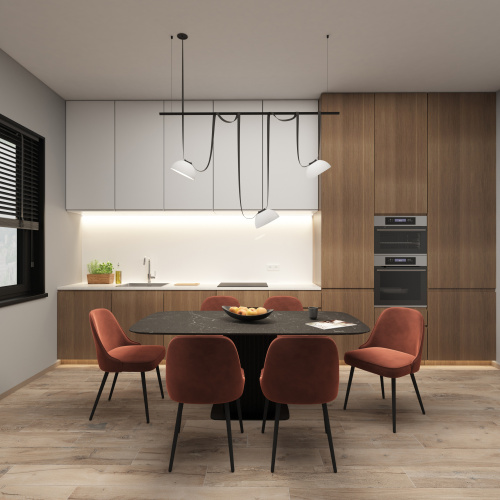 DK5660-WH+BK Cветильник для трека-ремня Belty Smart, серия Flow, со светодиодом, D220*H117мм, 48V DC, 24W, RA90, 120°, 3000-5700K, IP20, белый с черным, алюминий фото 3 DK5660-WH+BK Cветильник для трека-ремня Belty Smart, серия Flow, со светодиодом, D220*H117мм, 48V DC, 24W, RA90, 120°, 3000-5700K, IP20, белый с черным, алюминий фото 3