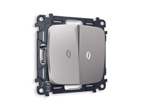 Комплект механизма 2-кл выключателя AMBRELLA VOLT с подсветкой 5600K OMEGA Сталь матовый QUANT (OP5040, VM115, G14W) MO504015 Комплект механизма 2-кл выключателя AMBRELLA VOLT с подсветкой 5600K OMEGA Сталь матовый QUANT (OP5040, VM115, G14W) MO504015