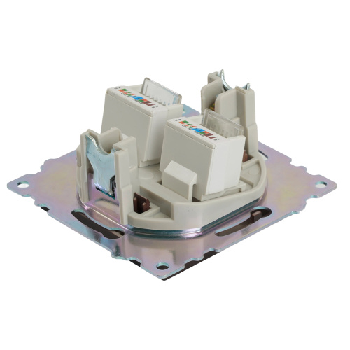 Розетка компьютерная 2-местная RJ-45 (механизм) STEKKER GLS00-7109-04, серия Катрин, шоколад фото 6