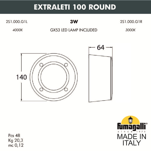 Светильник для подсветки лестниц накладной FUMAGALLI EXTRALETI 100 Round 2S1.000.000.AYG1L фото 3 Светильник для подсветки лестниц накладной FUMAGALLI EXTRALETI 100 Round 2S1.000.000.AYG1L фото 3