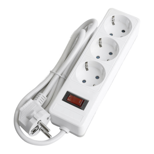 Сетевой фильтр 3-местный с/з STEKKER HM20-31-03 3x1мм2, 3 м, 250В, 16А, серия Optima, белый фото 3