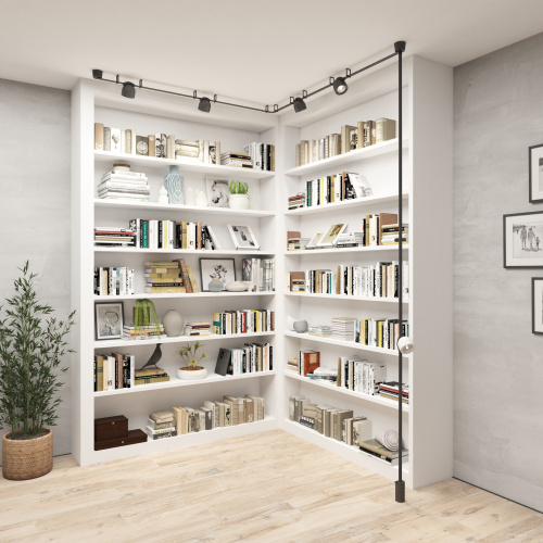 DK5541-WH+BK Поворотный светильник для трека-ремня Belty, серия Spot, со светодиодом, D100*H107мм, 48V DC, 12W, RA90, 38°, 3000K, IP20, белый с черным, алюминий фото 5 DK5541-WH+BK Поворотный светильник для трека-ремня Belty, серия Spot, со светодиодом, D100*H107мм, 48V DC, 12W, RA90, 38°, 3000K, IP20, белый с черным, алюминий фото 5