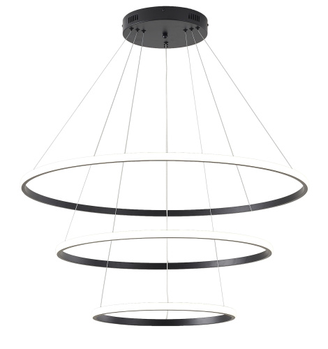 Люстра подвесная светодиодная антрацит LED 120Вт D40+60+80см Zortes RINGOLIGHT ZRS.33320.120C фото 3