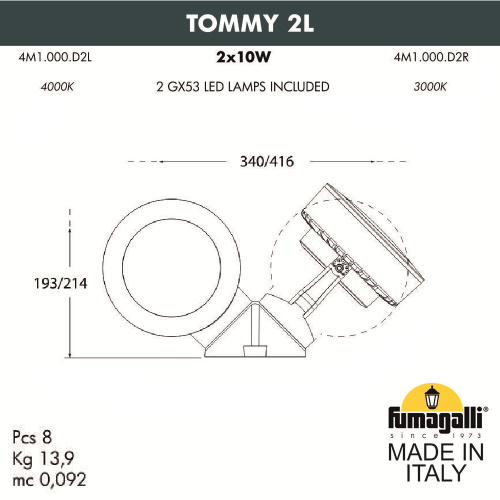 Фасадный светильник FUMAGALLI TOMMY 2L 4M1.000.000.WXD2L фото 3 Фасадный светильник FUMAGALLI TOMMY 2L 4M1.000.000.WXD2L фото 3