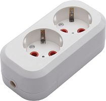 Розетка (колодка) переносная разборная 2-местная с/з STEKKER, PST16-210-20, 250В, 16A, IP20, белый