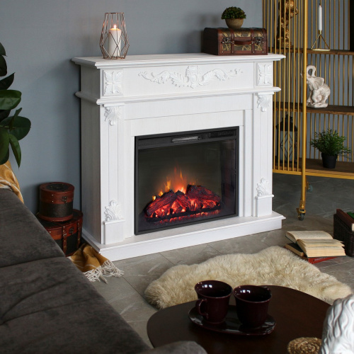 Каминокомплект PHILADELPHIA/ВЕРОНА Белое золото с очагом Электроочаг SPARTA 25.5 фото 6
