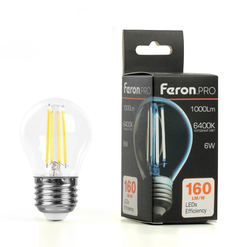 Лампа светодиодная Feron.PRO LB-1706 Шарик E27 1000LM 6W 175-265V 6400K фото 2