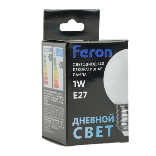 Лампа светодиодная Feron LB-37 Шарик E27 1W 230V 6400K матовый фото 5