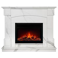 Каминокомплект CAROLINA/БОСТОН Мрамор Каррара с очагом Электроочаг MOONBLAZE LUX/МУНБЛЕЙЗ