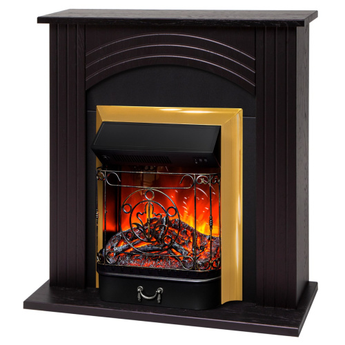 Электрокамин RealFlame Hanna STD DN орех с очагом Majestic Lux Brass фото 2