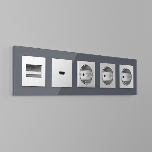 Накладка для розетки HDMI (серебряный рифленый) WL09-HDMI-CP фото 3 Накладка для розетки HDMI (серебряный рифленый) WL09-HDMI-CP фото 3