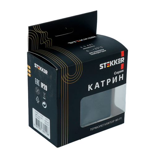 Терморегулятор Wi-Fi (механизм), STEKKER, 250В, 3500Вт, серия Катрин, GLS00-7119-05, черный фото 2