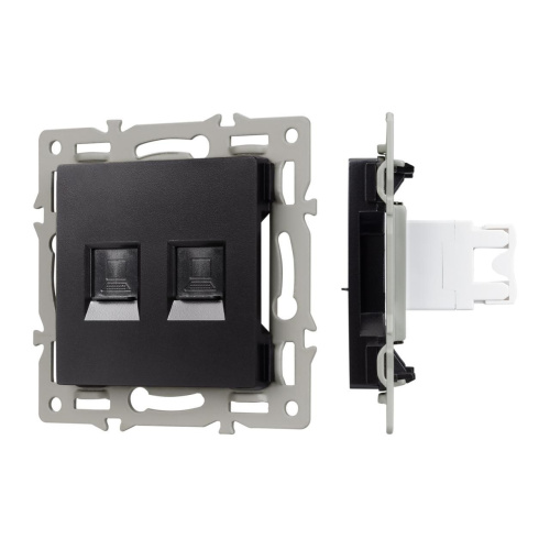 Механизм компьютерной розетки двойной SCT-MPC2-PL-BK (RJ-45, CAT6) Arlight 045337