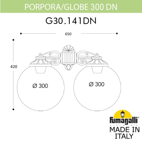 Fumagalli Светильник уличный настенный FUMAGALLI PORPORA/G300 G30.141.000.WZE27DN фото 2 Fumagalli Светильник уличный настенный FUMAGALLI PORPORA/G300 G30.141.000.WZE27DN фото 2