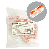 Клемма супер-компактная проходная серии 219 на 1 контакт STEKKER,LD219-421, 1ввод,1вывод на полюс (DIY упак 10 шт)