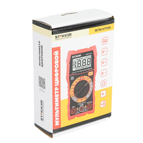 MTM HT108 Мультиметр цифровой, 2000 отсчетов, 2 батареи тип ААА 1,5В, ручная регулировка, красный, TM STEKKER фото 6