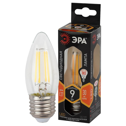 Лампа светодиодная ЭРА E27 9W 2700K прозрачная F-LED B35-9w-827-E27 Б0046993 фото 4