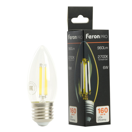 Лампа светодиодная Feron.PRO LB-1206 Свеча E27 960LM 6W 175-265V 2700K фото 8