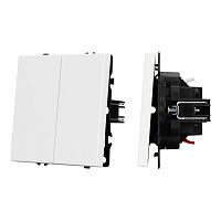 Механизм выключателя двухклавишный проходной Arlight SWT-NOBE-MKP2-SFPL-WH (230V, 10A) 054242