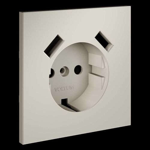 Накладка для розетки с заземлением и защитными шторками с USB A+A S70 (кашемир) Voltum VLS000903