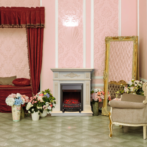 Электрокамин RealFlame Lilian WT жемчуг с очагом Fobos Lux Black фото 6