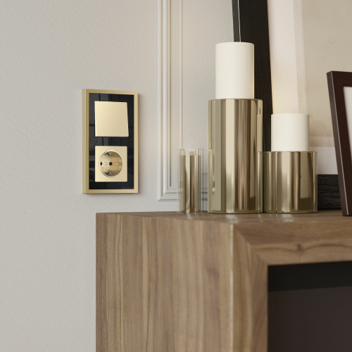 Рамка из металла на 2 поста Baguette черный/латунь W0022852 фото 3