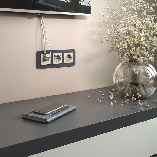 Розетка ТВ+Ethernet RJ-45 6 cat. (слоновая кость) W1181303 фото 2